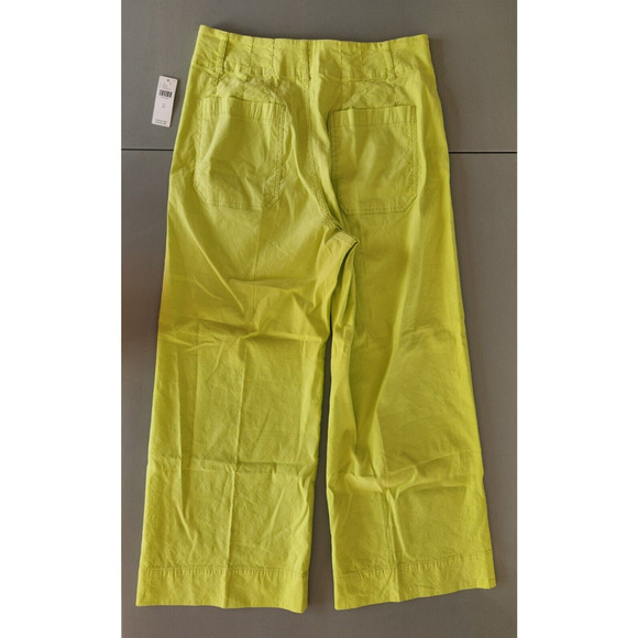 NWD Anthropologie Maeve The Colette Wide Leg Crop Pants Size 31 CHARTREUSE - Picture 9 of 13